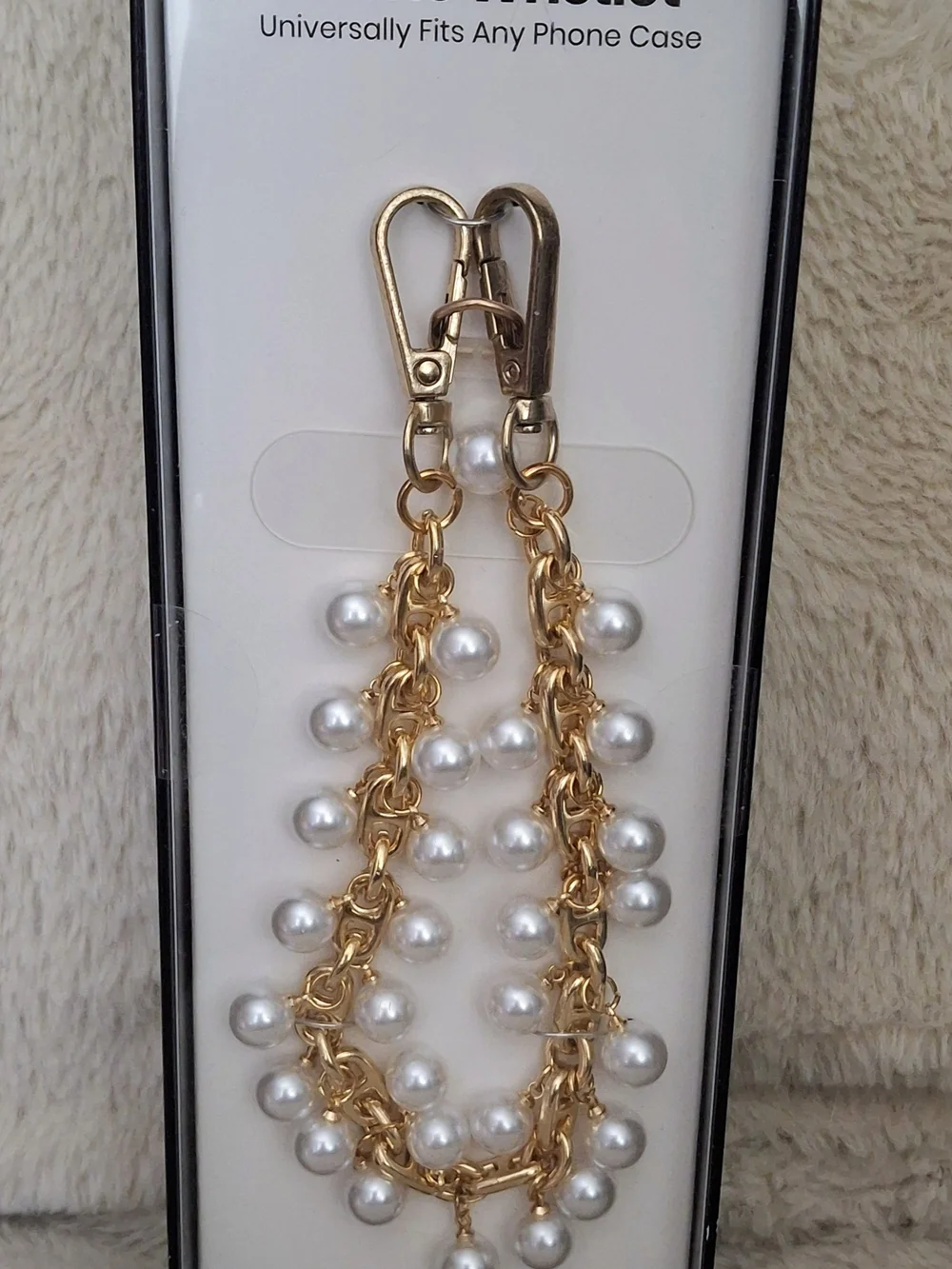 Gold Pearl Chain Phone Charm - Women Accessories